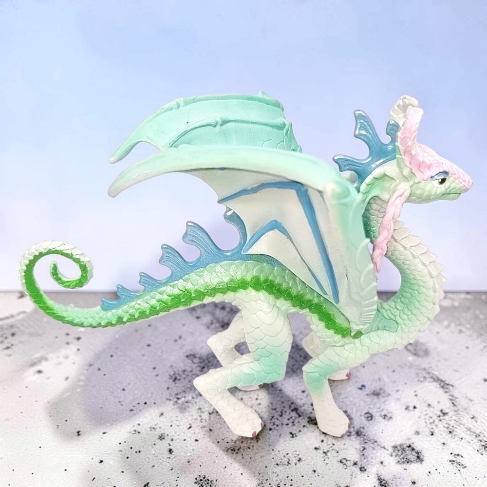 Safari Ltd Flower Dragon Figure Pastel Mint Pink 5.25" Fantasy Figurine 10131